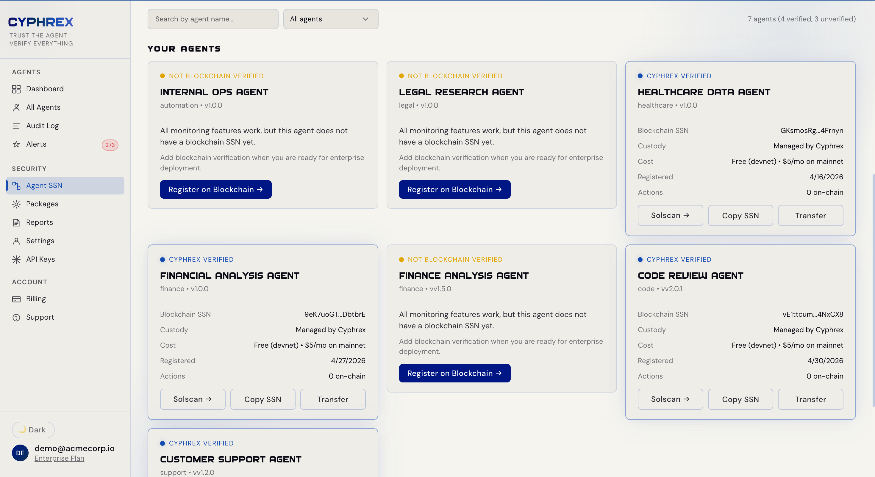 Register — blockchain SSN issuance